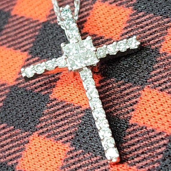 14K White Gold Cross Necklace with Diamonds  on a… - image 3
