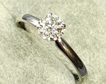 14K White Gold Round Cut 0.33 Ct Diamond Solitaire Engagement Ring (st - 3736)