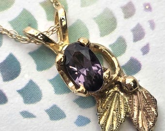10K Black Hills Gold and Purple Spinel Necklace (st - 4842)