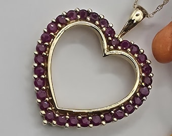 10K Yellow Gold Ruby Heart Necklace (st -1010)