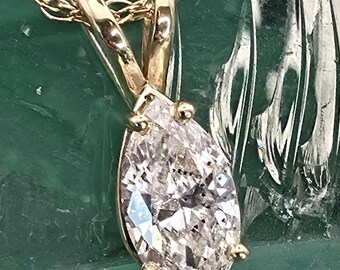10k Yellow Gold Teardrop Diamond Necklace (st - 4945)