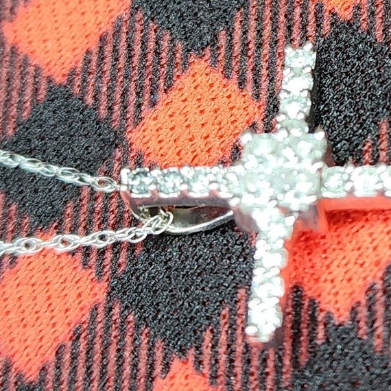 14K White Gold Cross Necklace with Diamonds  on a… - image 10