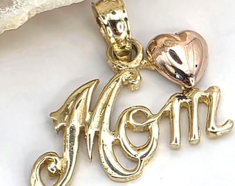 14K Two-Toned Gold "Mom" Pendant (st - 4950)