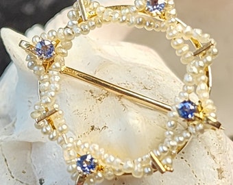 Broche/prendedor de zafiro en oro de 10 quilates (st - 3745)