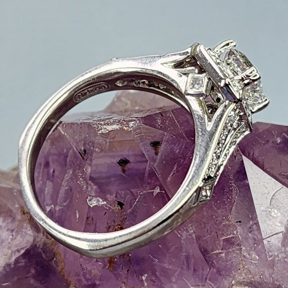 Platinum Diamond Square Halo Engagement Ring With… - image 3