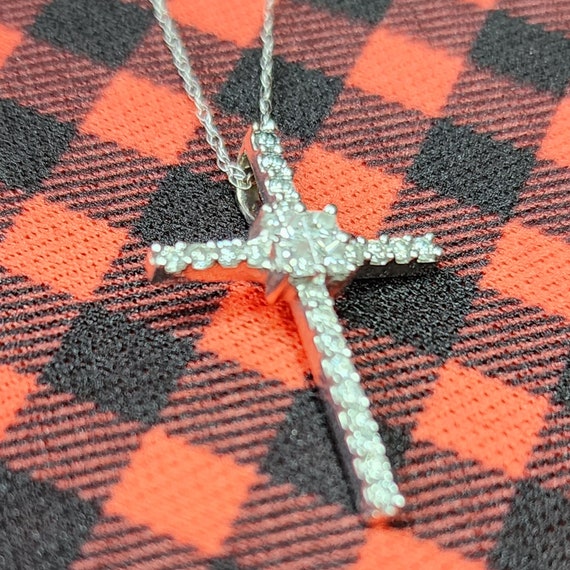 14K White Gold Cross Necklace with Diamonds  on a… - image 6