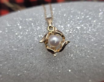 Collar de perlas de oro de 14 quilates (st - 4702)