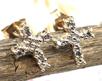 10K Yellow Gold Diamond Cross earrings (st - 4687)