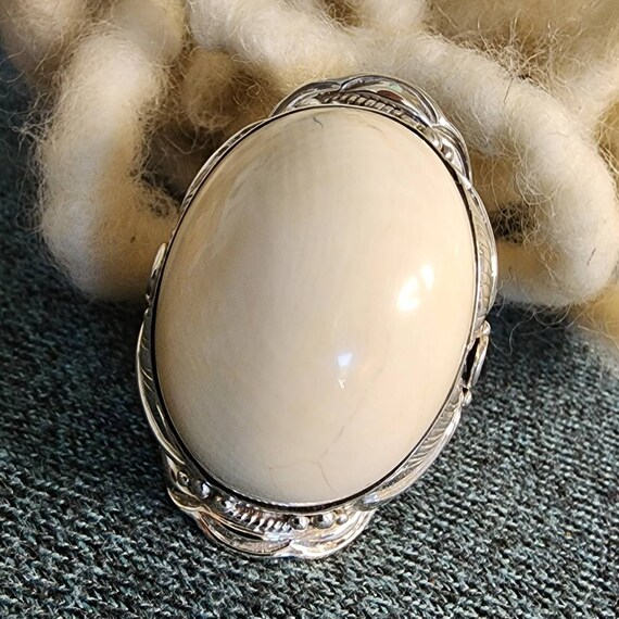 Sterling Silver Handcrafted Bone Statement Ring (… - image 3