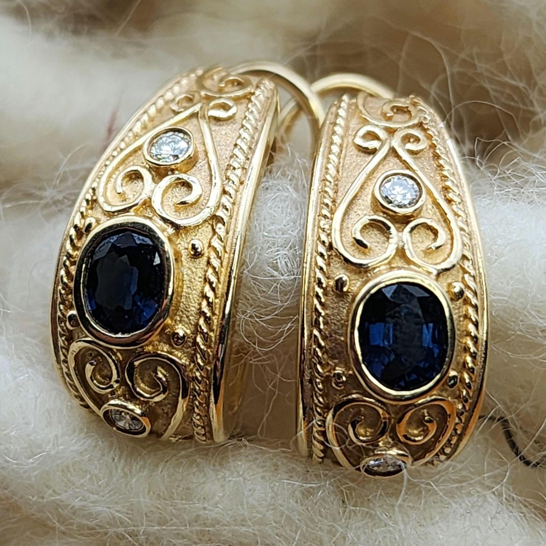 Gem Treasures 2.84ctw Exotic Sapphire & Zircon J-Hoop Earrings