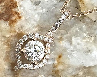 14K Rose Gold Diamond Pendant on 18" Chain (st-4771)