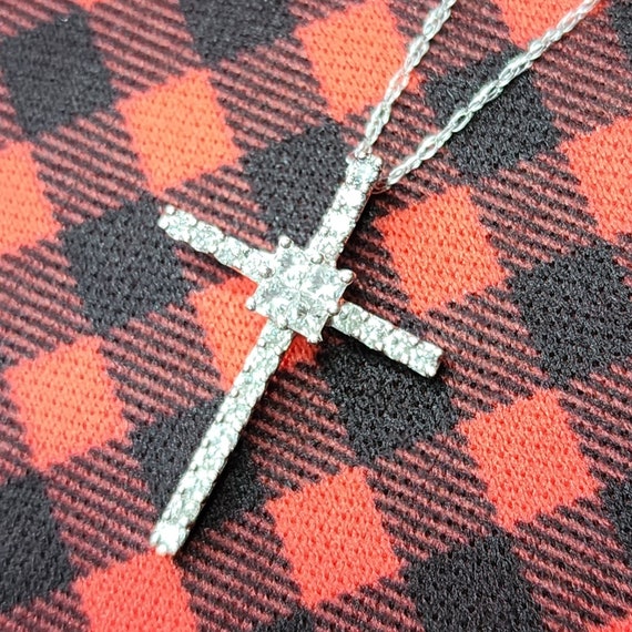 14K White Gold Cross Necklace with Diamonds  on a… - image 2
