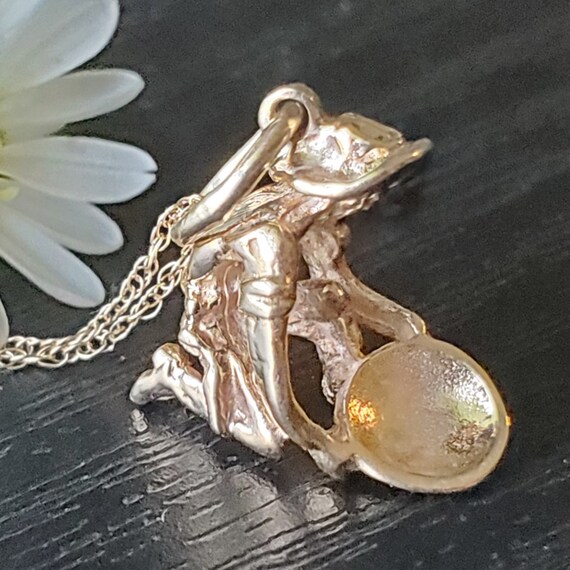 10K Yellow Gold Panning Gold Miner Pendant on 18" 