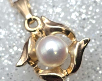 14KY Gold Pearl Necklace (st - 4702)