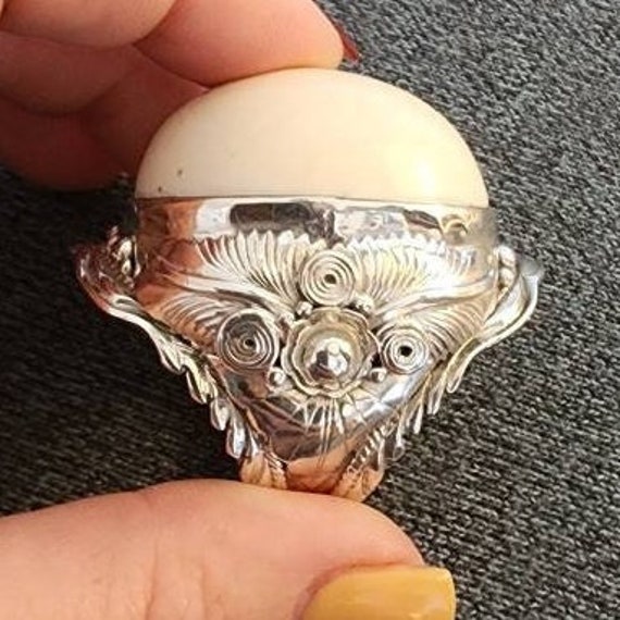 Sterling Silver Handcrafted Bone Statement Ring (… - image 4