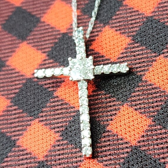 14K White Gold Cross Necklace with Diamonds  on a… - image 9