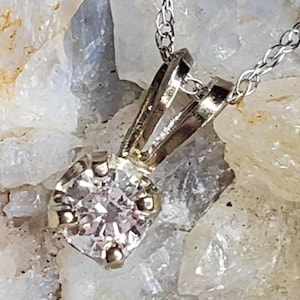 14K White Gold Diamond Solitaire Necklace  (St  - 3497)