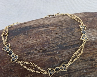 18K Yellow Gold Sapphire Bow-Tie Bracelet (st - 4686)