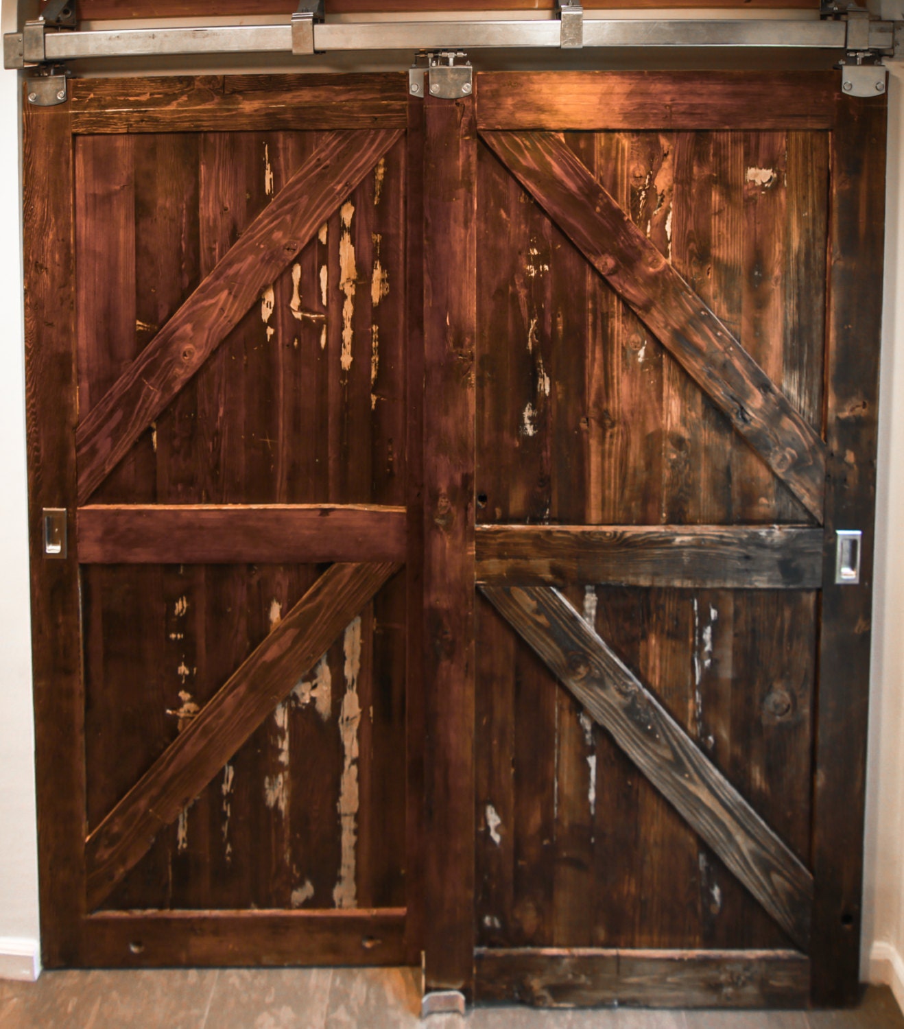 Double Reclaimed Wood Barn Doors and Hardware Etsy