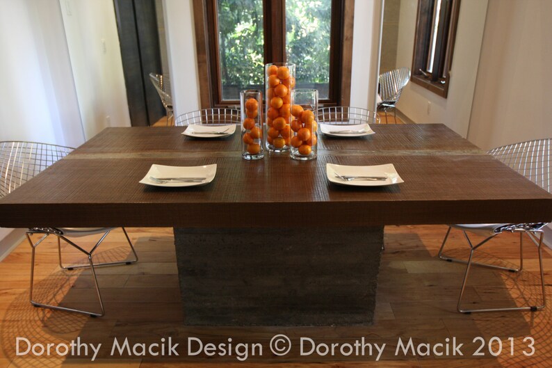 Custom Concrete and Wood Dining Table Rectangular Etsy