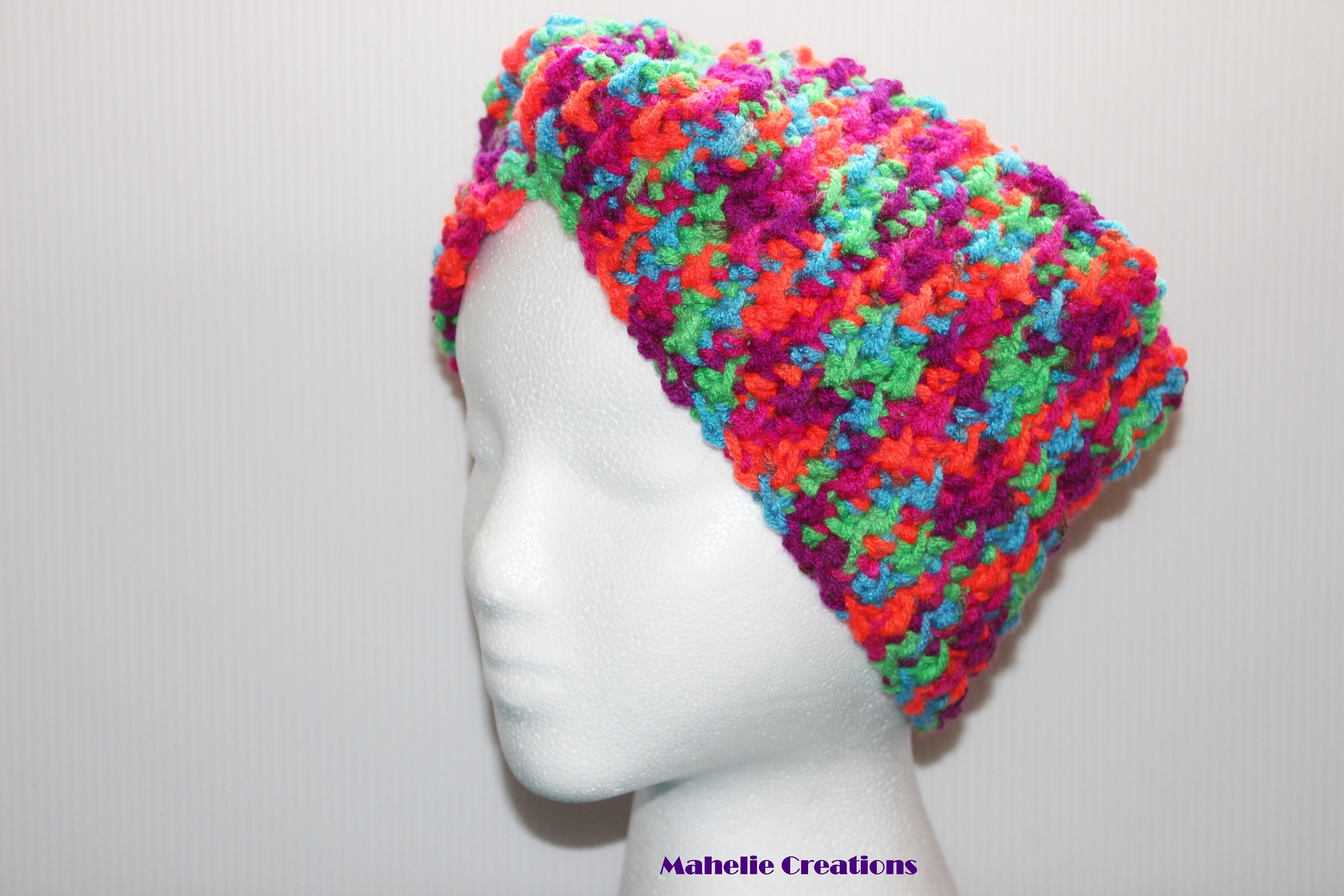 Handmade Multicolor Crochet Headband, Colorful Head Wrap  display picture 3