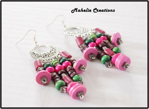 Long chandelier earrings, oriental inspired, large bohemian earrings, multicolor beaded earrings, boho  gypsy, colorful statement earrings