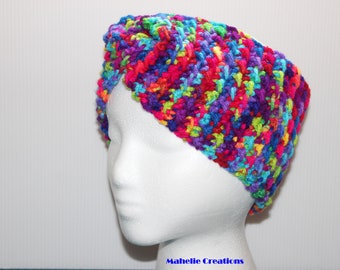 Handmade Multicolor Crochet Headband, Colorful Head Wrap Crochet, Boho Hippie Hair Accessory, Crochet Ear Warmer