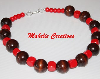 Handmade Statement Necklace Chunky, Beaded Necklace Handmade, Bold Necklace, Beaded Necklace, Large Wooden Bead Necklace