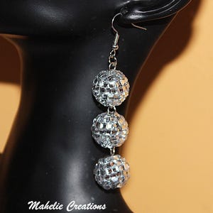 Disco ball earrings, mirror ball earrings, sparkly dangle earrings, bling earrings, handmade earrings, rave earrings, party disco earrings