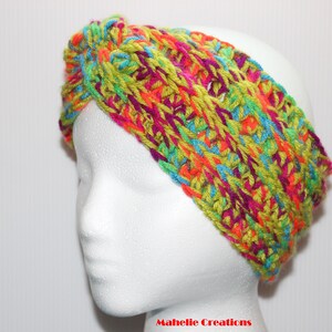 Handmade Multicolor Crochet Headband, Colorful Head Wrap Crochet, Boho Hippie Hair Accessory, Crochet Ear Warmer