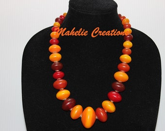 Handmade African Beads Necklace, Tribal Necklace, Ethnic Beaded Necklace, Big Bold Chunky Necklace, Statement Necklace, African Jewelry
