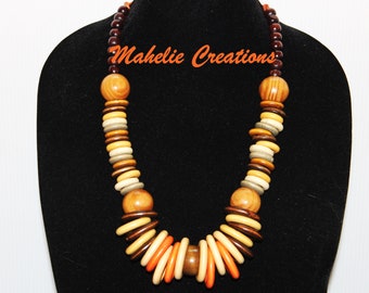 Handmade Wood Bead Necklace, Bold Necklace Unisex, Statement Necklace Chunky, Large Wooden Necklace, Large Bead Necklace