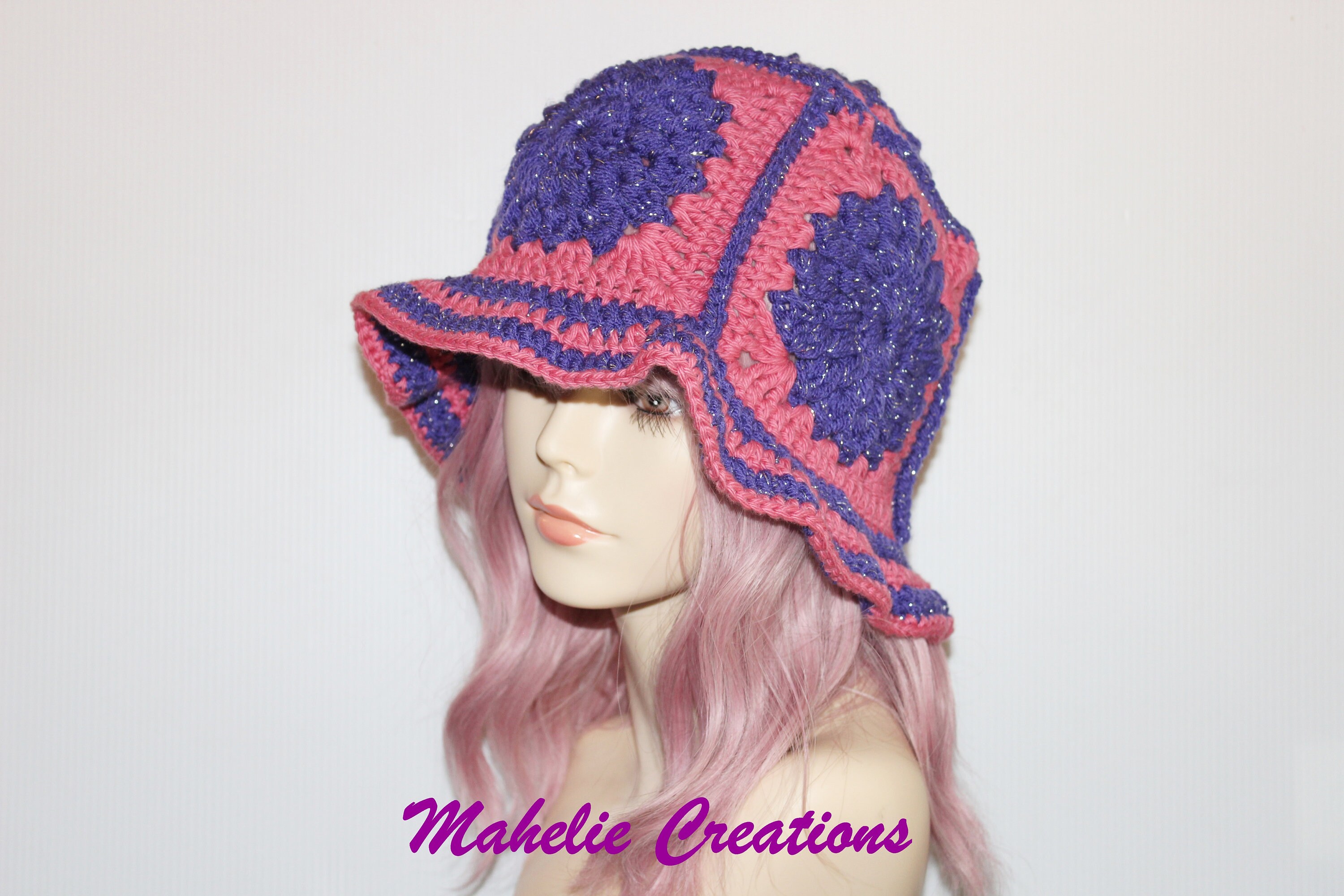 ★送料 関税込★COS★COS CROCHET BUCKET HAT(W)★PINK Handmade Pink Purple Crochet Bucket Hat, Funky Crochet Hat