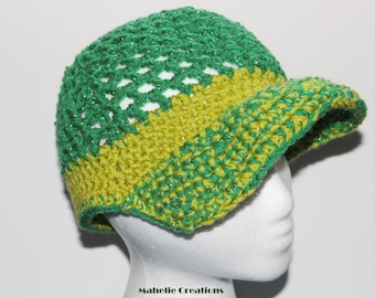 Green crochet baseball cap, crochet baseball hat, Saint Patrick crochet hat