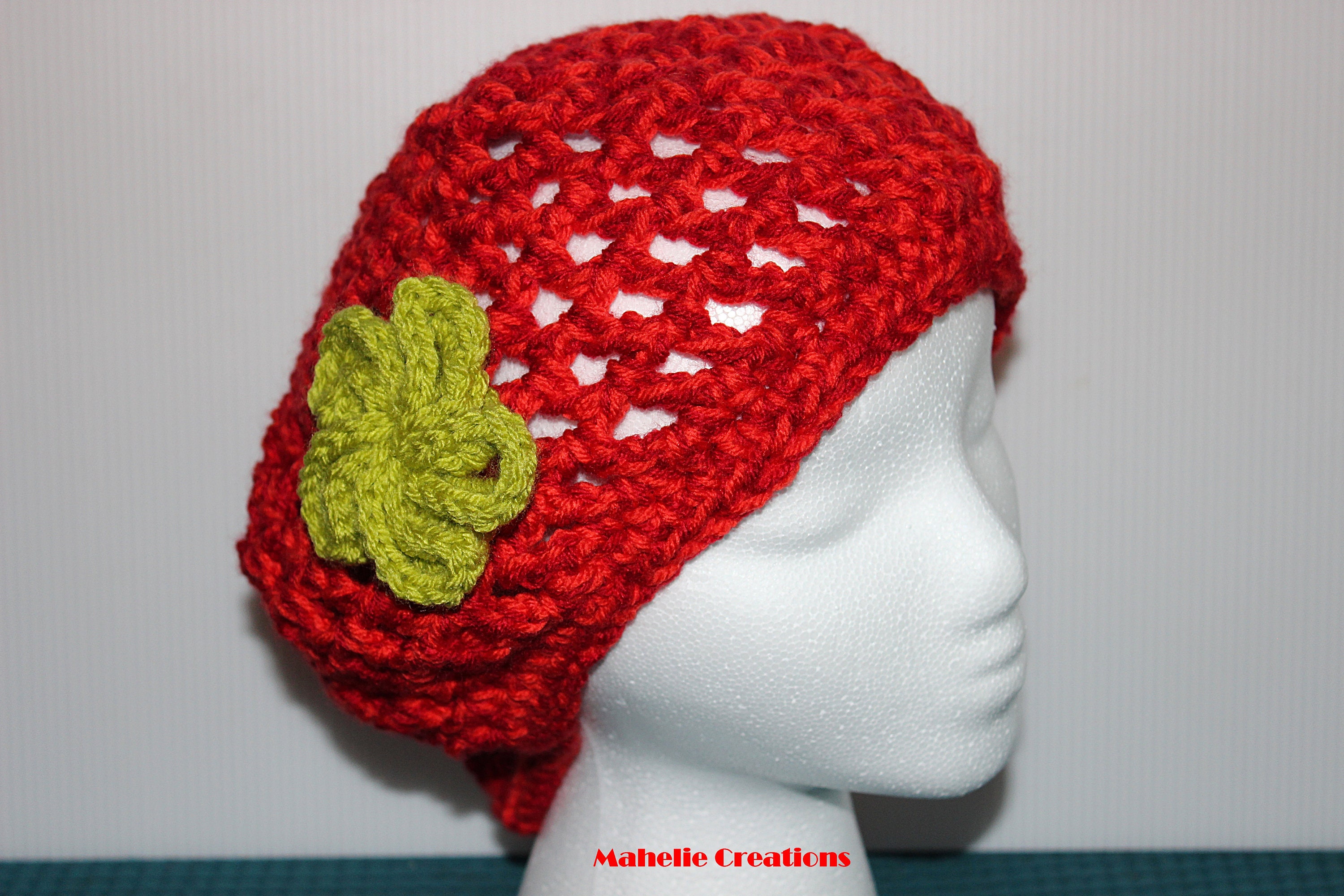 Handmade Crochet Hat, Beret Crochet Hat, Red Crochet Hat  display picture 2