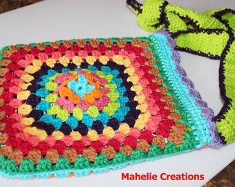 Colorful crochet bag handmade, large crochet bag, boho bag, granny square crochet bag, colorful crochet baghet purse, crossbody bag