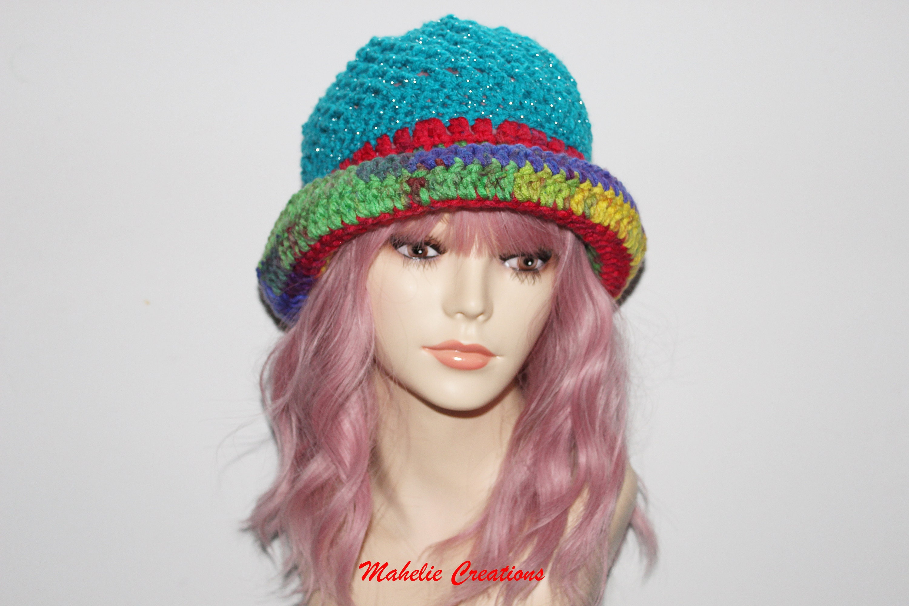 Handmade Cloche Crochet Hat, Handmade Crochet Hat, Wide 