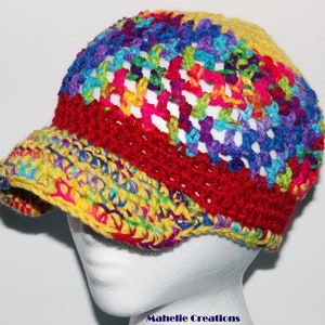 Crochet Baseball Cap, Handmade Crochet Baseball Hat, Multicolor Rainbow Crochet hat, Colorful Crochet Cap