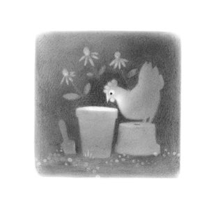 Chicken with Flowerpot - 5x5 print