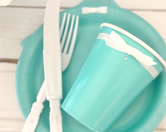 Breakfast at Tiffanys tableware -table setting- robins egg blue plates and cups