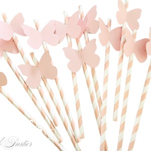 Pink and white butterfly paper straws- Great for parties