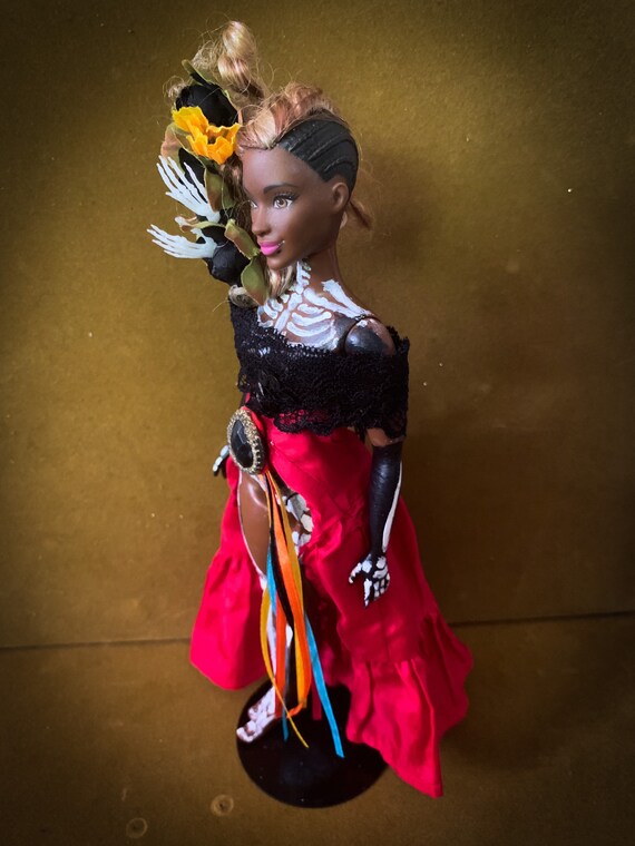 Day of the Dead Sugar Skull Black Barbie Doll Etsy UK