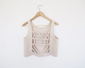 Milton Tank // Hand-made White Linen Cropped Tank Top - Cut Out Strappy Details - Linen Clothing - Women's Hand-made Clothing