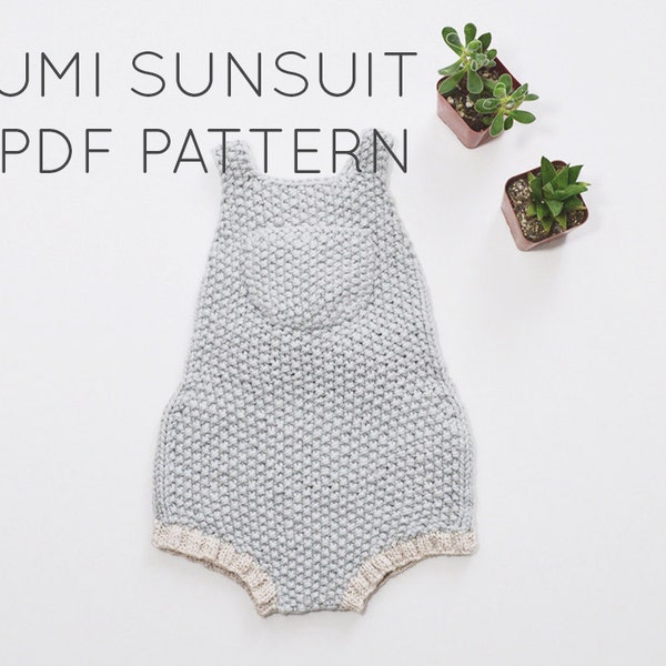 Rumi Sunsuit PDF Download// Baby Romper Onesie Knitting Pattern - Baby Knitting Patterns - Easy Knitting Patterns