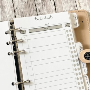 Printed To Do List Planner Inserts,A5 Pages, List Page Planner Inserts, Filofax A5, LV, Kiki K, Minimalist Planner, To-Do Planner Inserts