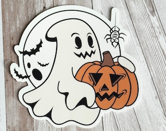 Cute Ghost Pumpkin Halloween Sticker, Planner Decal