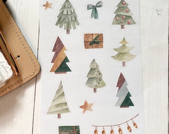 Minimalist Christmas Trees Sticker Sheet, Bullet Journal Stickers, Planner Stickers, Minimalist Stickers, Holiday Trees,