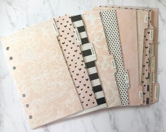 Personal Size Monthly Tabbed Planner Dividers- Pink and Pretty/ Planner Accessories/ Personal Size, A5, Filofax, Kiki K