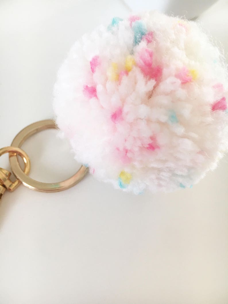 White Confetti Pom Pom Keychain/ Handbag Keychain/ Planner Etsy