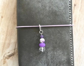 Purple Flower Bead Planner Charm, Travelers Notebook Charm/ Planner Accessory